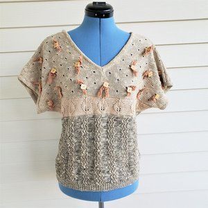 Vintage 80s Mariea Kim unusual short sleeve sweater top